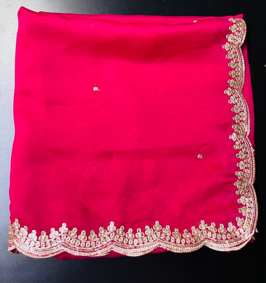 Designer Sequence Dupatta with Elegant Cutwork Border