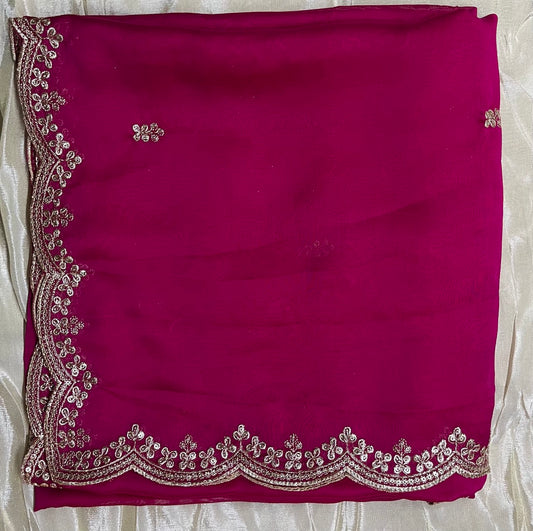 4-Side Designer Pink Cutwork Dupatta
