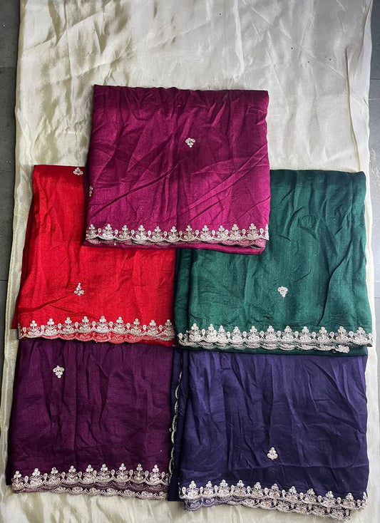 Designer Coding Work With Zarkhan Handwork Cutwork Dupatta