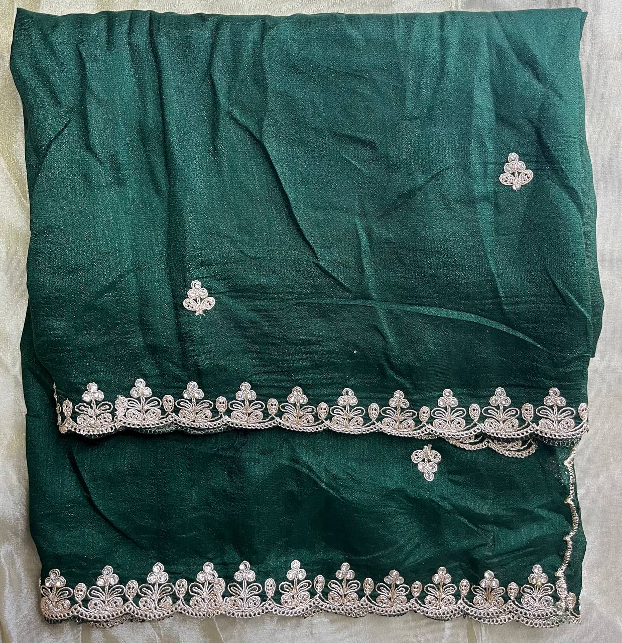 Designer Coding Work With Zarkhan Handwork Cutwork Dupatta