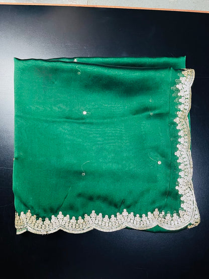 Designer Sequence Dupatta with Elegant Cutwork Border