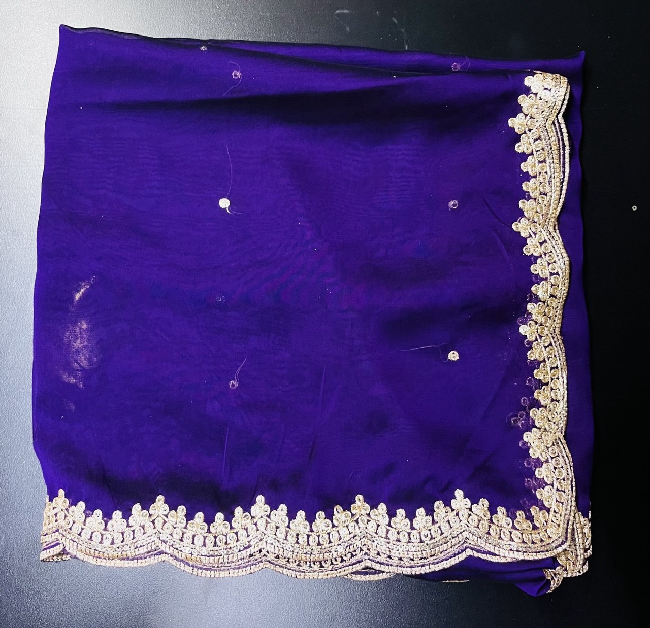 Designer Sequence Dupatta with Elegant Cutwork Border