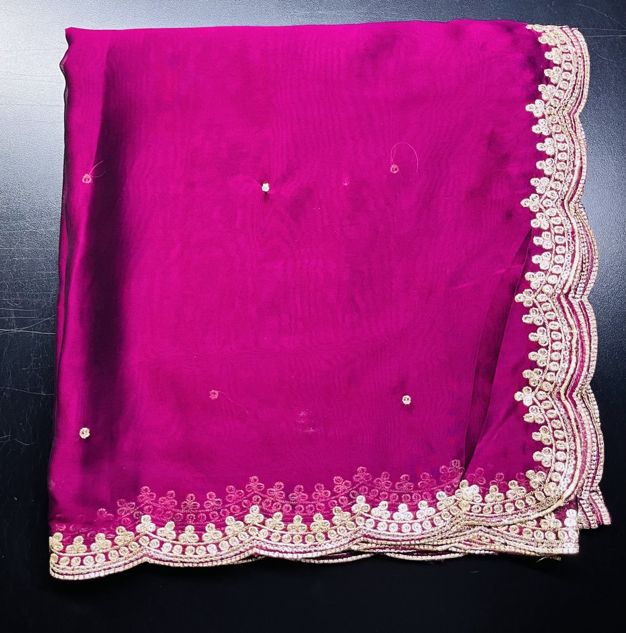 Designer Sequence Dupatta with Elegant Cutwork Border