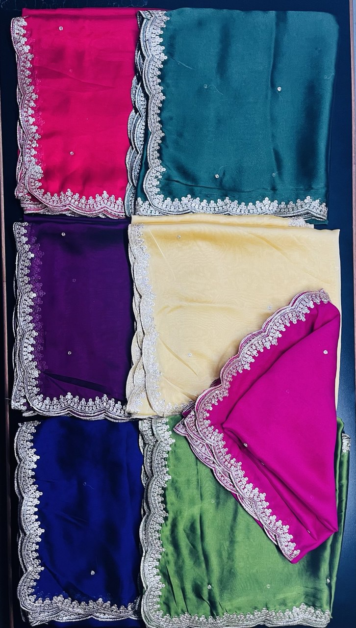 Designer Sequence Dupatta with Elegant Cutwork Border