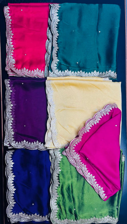 Designer Sequence Dupatta with Elegant Cutwork Border