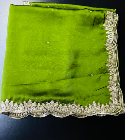 Designer Sequence Dupatta with Elegant Cutwork Border