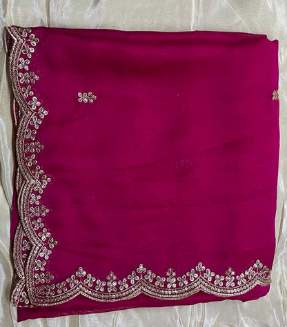 4-Side Designer Pink Cutwork Dupatta