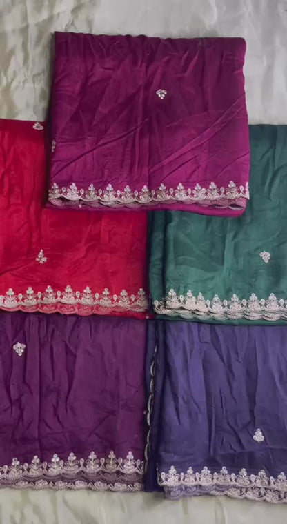 Designer Coding Work With Zarkhan Handwork Cutwork Dupatta