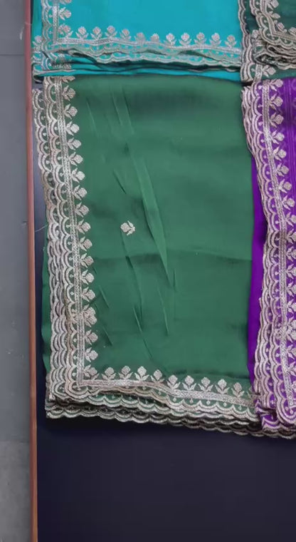 Exclusive 4-Side Cutwork Dupatta with Fine Sequence